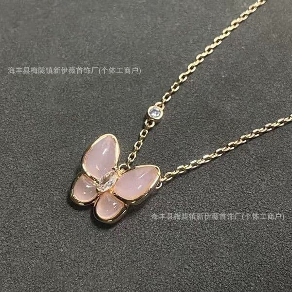 Designer Jewelry Vanny cleef white mother-of-pearl butterfly necklace for women clavicle chain versatile exquisite sweet and elegant