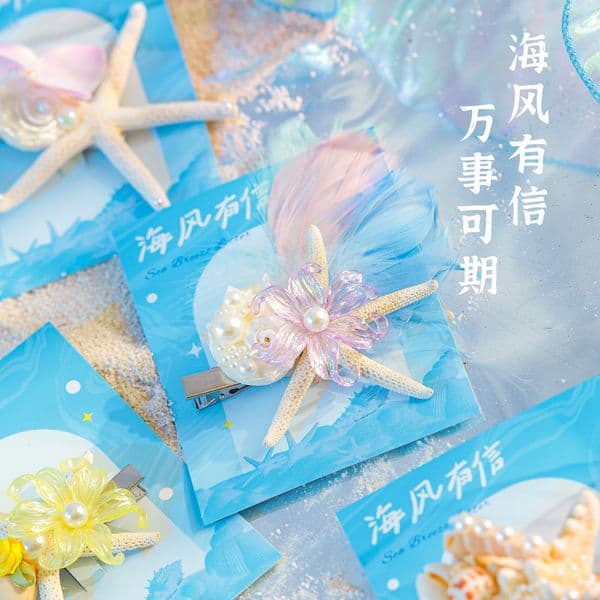 Bestseller New Ocean Series Shell, Starfish, Jellyfish Conch Side Cartoon Clips, Cute Starfish Hair Accessories ddmytues