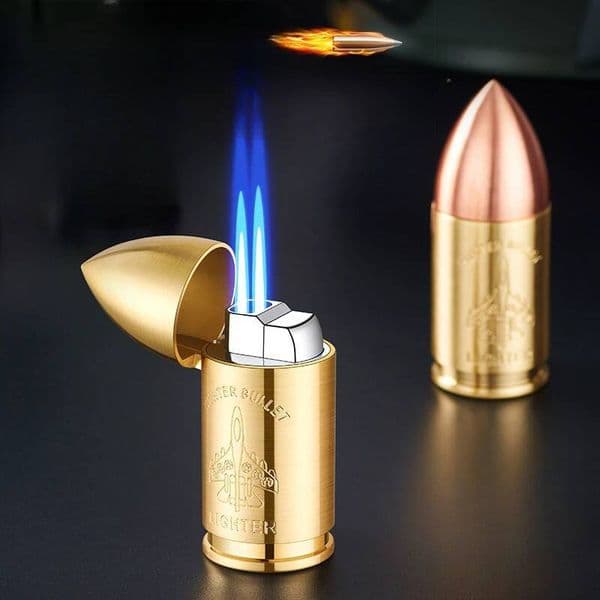 Metal Creative Bullet Sculpture Windproof Double Jet Flame Gas Torch Lighter Decoration Collection Cigar Lighters Gifts For Men