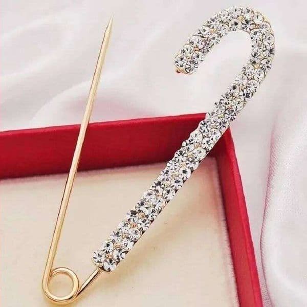 Personality Brooch Slim for Women Pant Waist Reduction Full Zircon Pin Fixed Clothing Adornment Accessory Anti-emptied