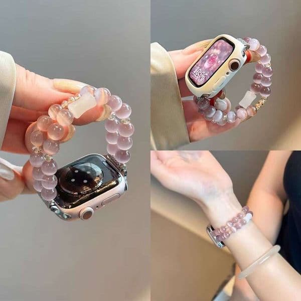 Watch Band Grape Cat Eye Beaded For Apple Watch Vintage Jewelry Style Strap