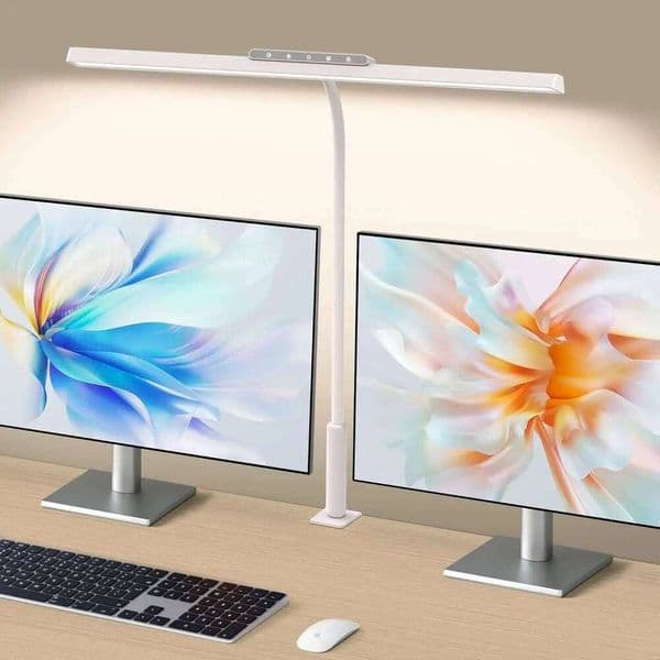Lamp, 3 Colors Stepless Dimming LED Lamps for Home Office Adjustable Memory Desk Light with Clamp Touch Control 26H0318