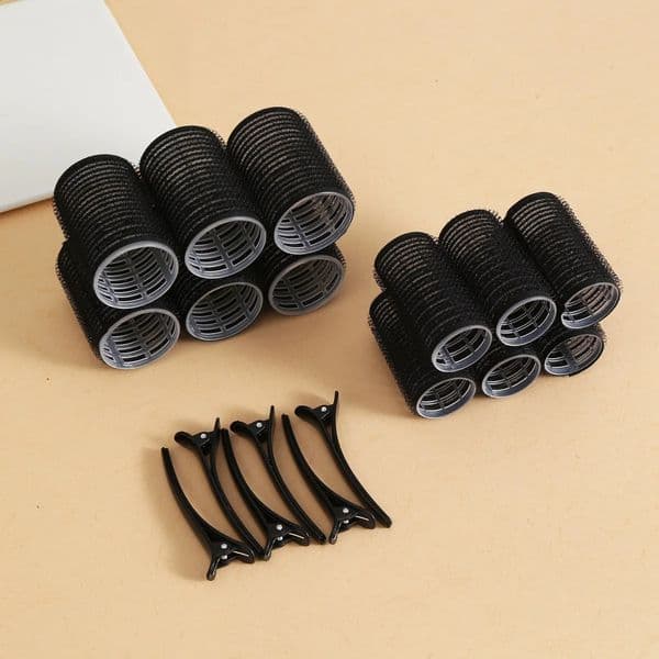 12pcsSet Heatless Hair Rollers Self Grip Hook Curlers 6pcs Clips Salon Dressing Sticky Styling Tools 260317