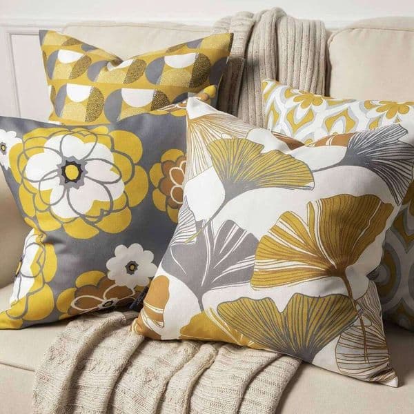 Pillow Case Yellow gray geometric pattern petal linen Pillowcasecase sofa cushion cover home decoration can be customized for you 40x40 45x45 26Y0319