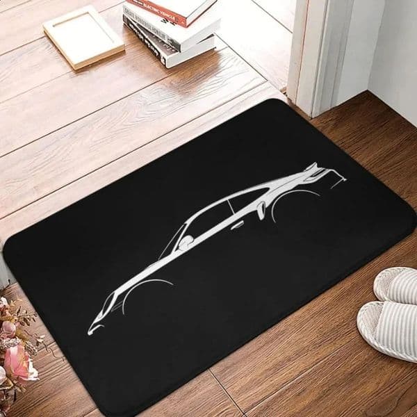 Non-Slip Flannel Machine Washable Doormat -Porsche 911 Turbo S Silhouette Floor Mat for Home Entrance BedroomLiving Room Decor 260318
