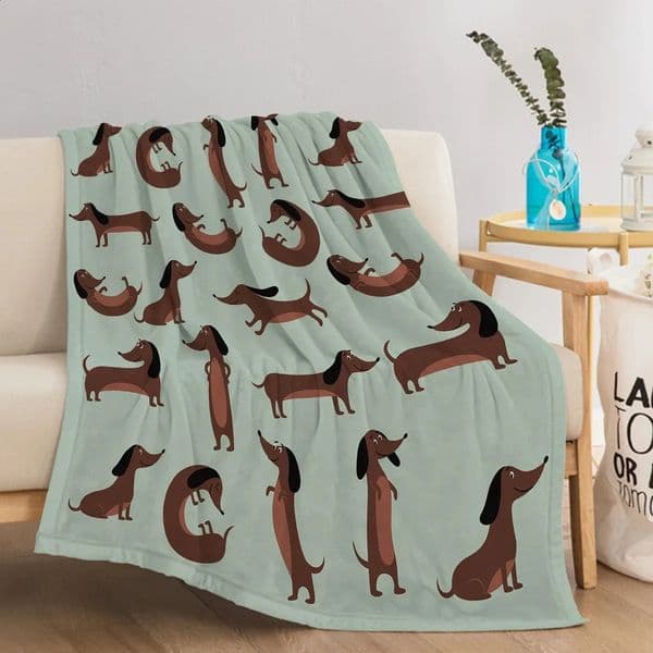 Dachshund Dog Flannel Blanket Cute Puppy Pattern Soft Cozy Throw Blankets for Couch Bed Living Room Bedroom Camping Gift 260318