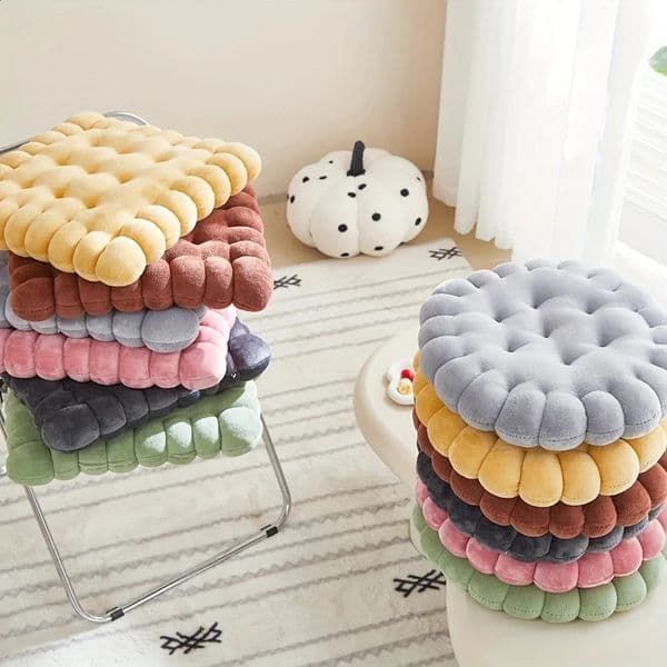 Large Biscuit Shape Plush CushionSoft Creative Pillow Chair Seat Pad Decorative Cookie Japanese Tatami Back Cushion 260318