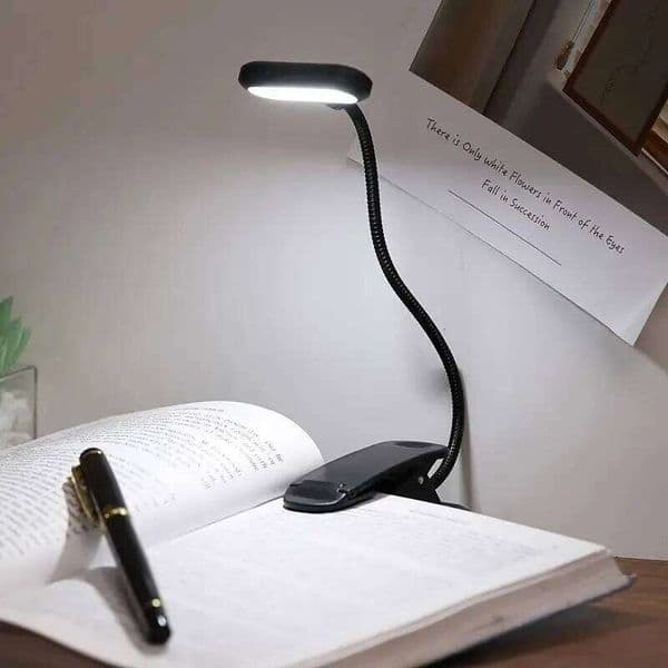 Mini LED Book with Clip,Battery Powered Eye Protection Flexible Reading Lamp Desk Bedside Portable Night Study Light 26Y0319