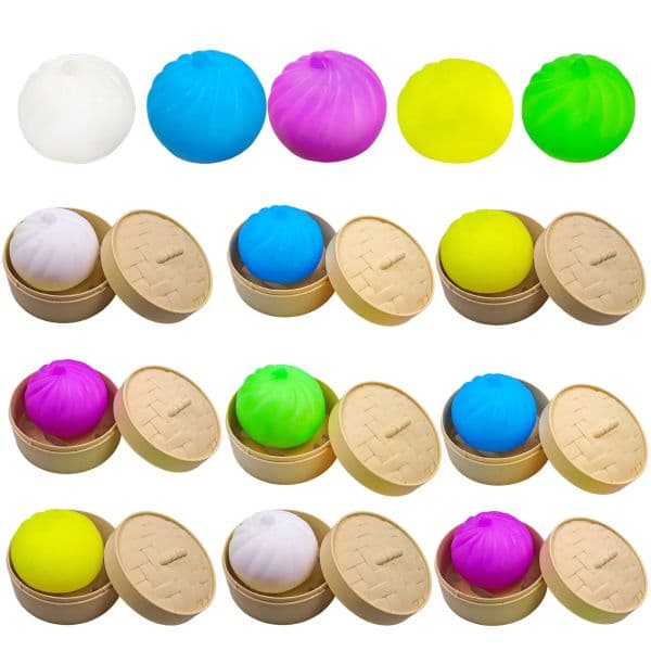 TAX FREE Colorful Dumpling Squishes Stress Balls Fidget Sensory Toys Simulation Food Squishies Bun with Squeeze Dough Ball Gifts Y2605222