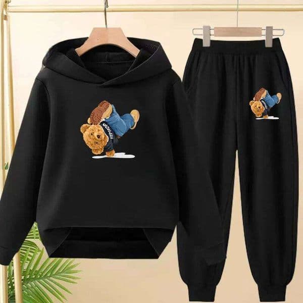 Children 3-12Age 2Piece set Boy Girl Outerwear The Bear Hoodie+Trousers Pullover Hooded Autumn Winter Outdoor Leisure Sportswear S260318