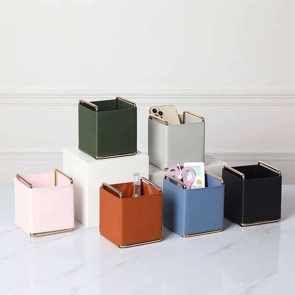 Nordic INS PU Cosmetics Box Remote Control Key Sundries Desktop Storage Organizer Cosmetic Brush Holder Home Decor 26H0318