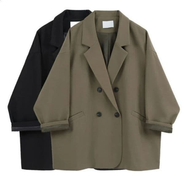 Oversize Blazer Women Suit Korean Chic Black Blazer Casual Coat Streetwear Loose Jackets Solid Womens Clothing Student 260318