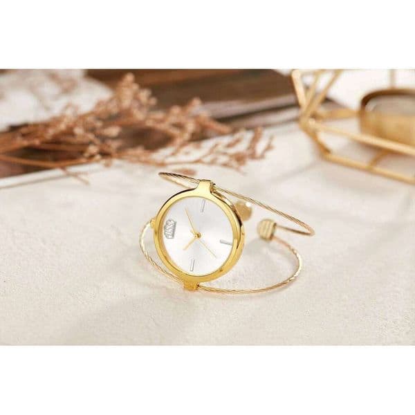 2023 new casual fashion simple girl round single steel quartz bracelet watch