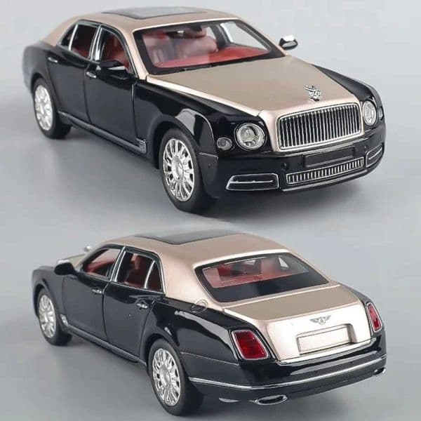 124 Scale Mulsanne Bentayga Car Model Toy Metal Diecast Pull Back Doors Opened Miniature Vehicle Models Boys Sound Light Gifts C260326