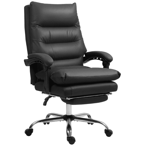 Massage Office Chair with Heat Function Computer Desk Chair with Footrest Swivel Wheels for Home Offices Black