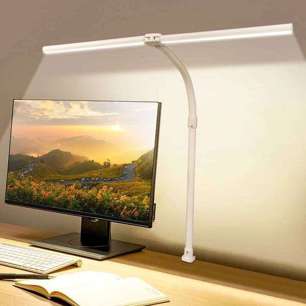 LAOPAO Double Head LED Lamp EU/US Architect Desk Lamps Office 24W Brightest 5Color Modes and 5 Dimmable Eye Protection lamp 26H0319