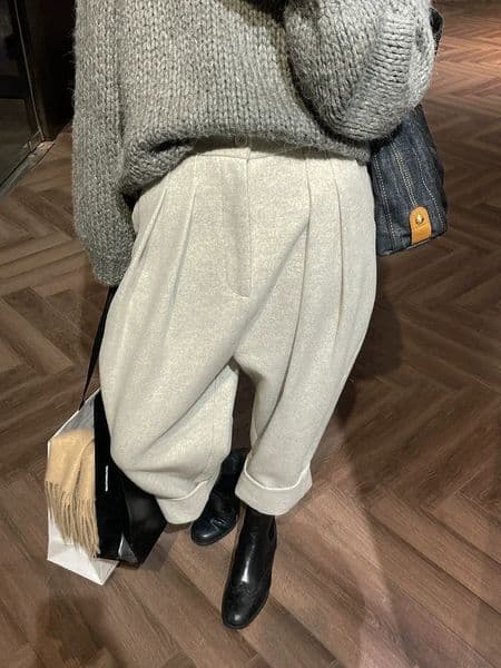 Women Casual Loose Pockets Woolen Suit Pants Autumn Winter High Waist Thicken Korean Ladies Solid Harem Trousers WP49 260318