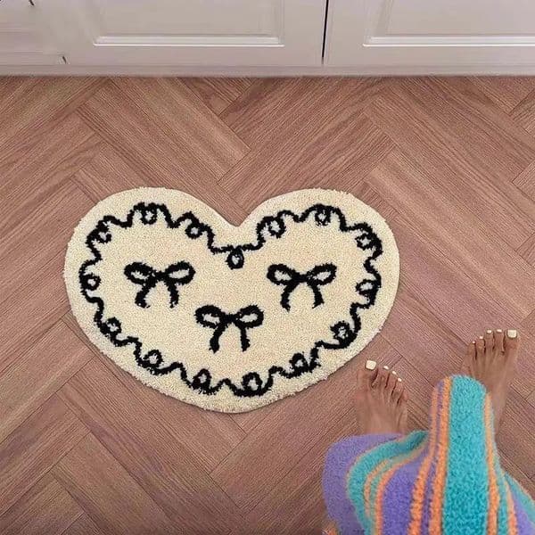 Korean heart-shaped carpet bathroom absorbent anti slip dressing room cool cashmere headboard carpet 260318