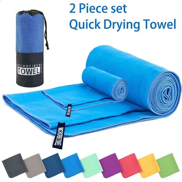 2-pcs Microfibre set sports towel fitness swimming towel body bath towel canbeused for yoga running camping beach WashclothTowel 260318BJ