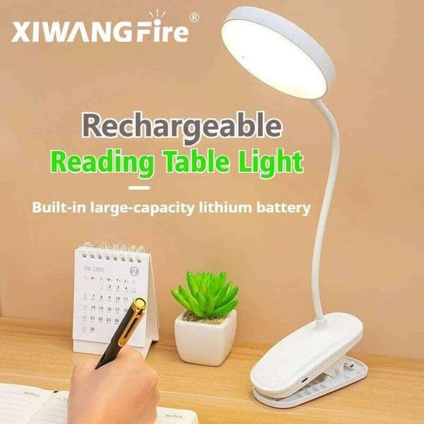 LED Portable Table USB Rechargeable Clip Desk Lamp Bed Reading Night Touch 3 Dimming Modes Eye Protection Light 26Y0319