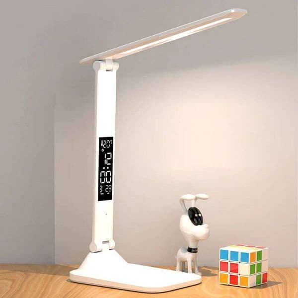 LED Desk Rechargeable Alarm Clock Thermometer Dimmable Touch Foldable USB Charging Table Lamp Battery Night Light Plug in 26H0318