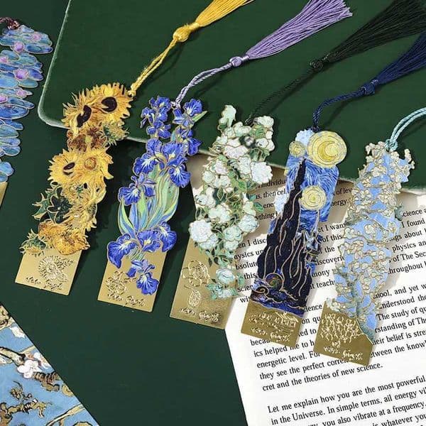 Vintage World Famous Painting Metal Bookmark Van Gogh Monet Gift for Students Reading Lovers S26319