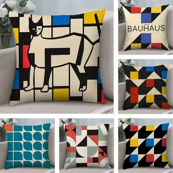 Pillow Case Abstract B-Bauhaus Geometry Pillowcase Case Plush Fabric Soft Double Sided Print Home Sofa High Quality Cushion Cover Throw 26Y0319