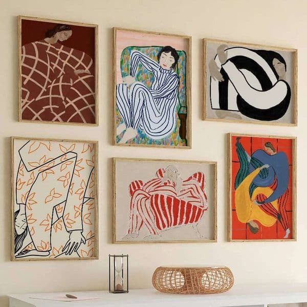 Abstract Figure Lines Stripe Girl Colorful Wall Art Canvas Painting Posters And Prints Hotel Bar Pictures For Living Room Decor 26Y0319