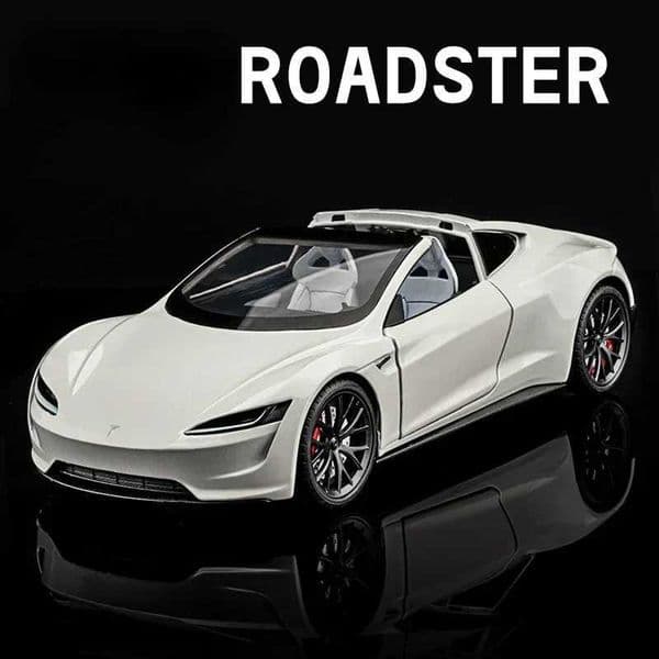 124 Scale Alloy Tesla Roadster Sport Car Model Diecast Metal Toy Vehicles Convertible Car Toy Boy Gift Collective Home Decor L260319 C260323