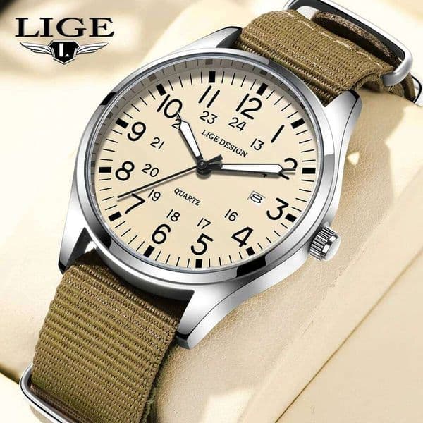 LIGE Top Brand Luxury Quartz Watch Date Nylon Leather Waterproof Luminous Military Sports Watches For Men relogios masculino