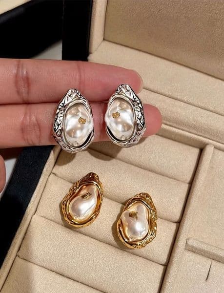 French Vintage Baroque Pearl Earrings for Women Irregular Lava Stone Studs Luxury High Quty Fashion Jewelry Gift 2026 New Trend Z260910