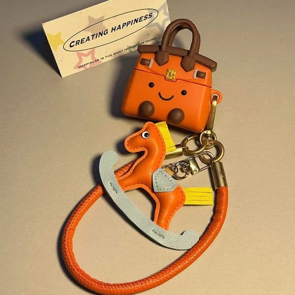 Yellow Horse Keychain Creative Fun Handbag Compatible Earphone Case Soft Crazy