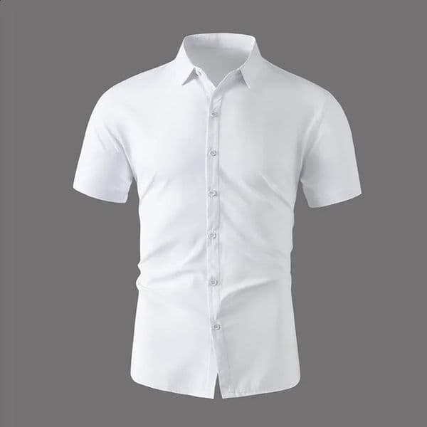 Mens Business Casual Solid Color Short Sleeved Shirt for Summer Fashion No Ironing Comfortable and Versatile Top 260318