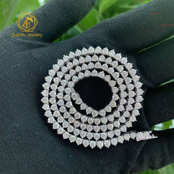 Cheap Hip Hop Jewelry 3Mm 3Prongs 26Inch 925 Silver Classic Round Cut Diamond Moissanite Tennis Chain Necklace