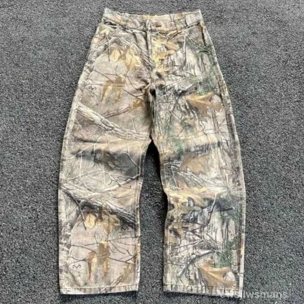 Mens Jeans Branch Camouflage American Style Old Washed Wide Leg Retro Loose Fashion Trend Street Straight Jeans Camo Pants Y2K Mens Clothing Z260609