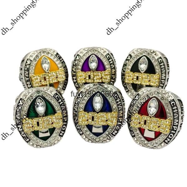 High Quality Customised 2025 Fantasy Football Championship Gold with Black Alloy Ring for Men
