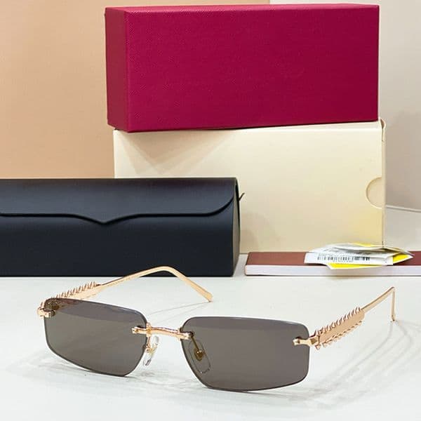 Women Clash de Sunglasses Luxury Mens Frameless Metal Frame Glasses UV400 Metal Studs Decorative Legs Black Lens Glasses CT0544S daily commute Designer eyewear