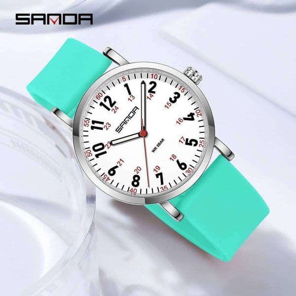 SANDA 3267 Women's Quartz Watch Fashionable Simple Casual Silicone Strap Nurse Wristwatch for Ladies Gift