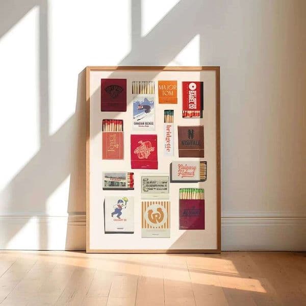 Modern Trendy Retro Vintage Matchbook Wall Art Prints Canvas Painting Poster Picture For Living Room Bar Cart Home Decor 26Y0319