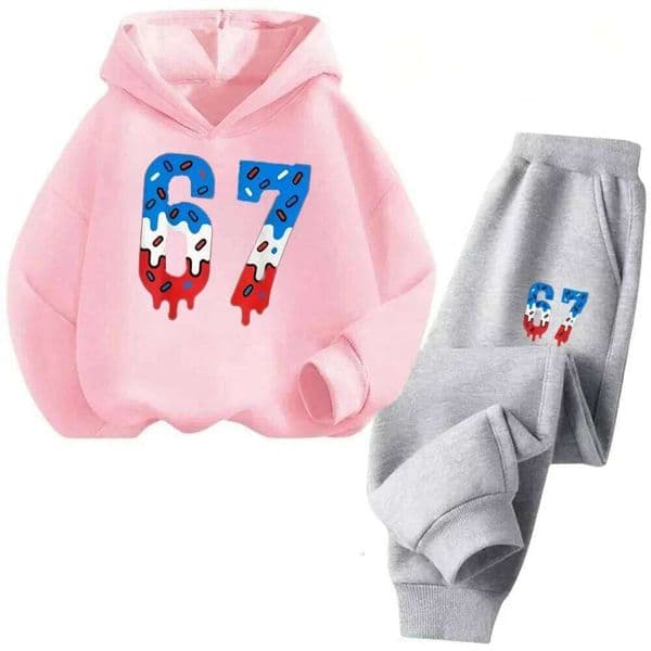 2026 Cute Kids 67 Cool Style 2PCS Sweatshirt & Joggers 4-13Y Casual Outdoor Outfit Hoodie 2 Piece Sportswear Set S260318