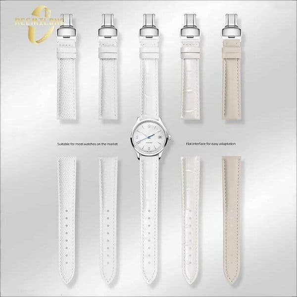 Cowhide lea/ther watchstrap 10 12 13 14 16 18 19 20 22mm multi-style white universal unisex watchband gold buckle For any brands 26L0319