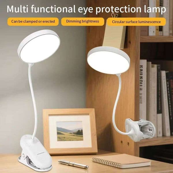 Rechargeable Table Lamp Led Desk Reading Book Light with Folding Clamp USB Powered Eye Protection for Office Bedroom 26H0319