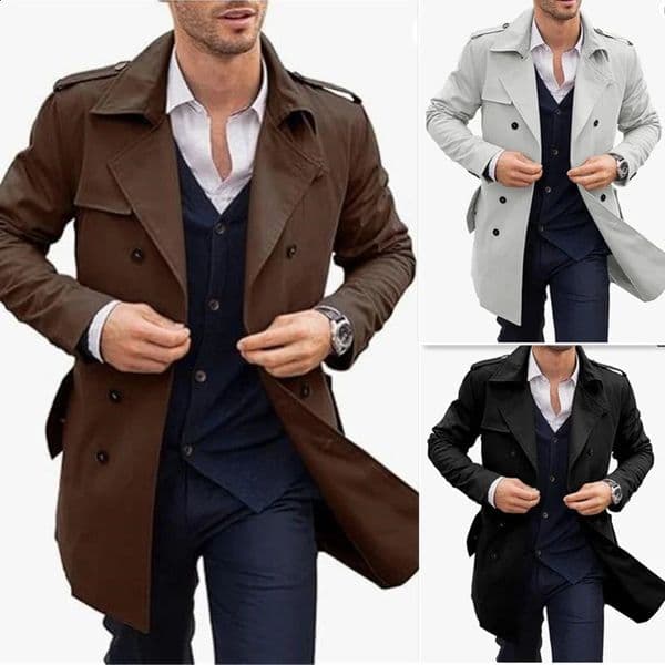 Fashion Autumn Winter Coat Lapel Neck Overcoat Casual Long Sleeve Polyester Fabric Regular Clothing Length Windbreak Jacket 260319
