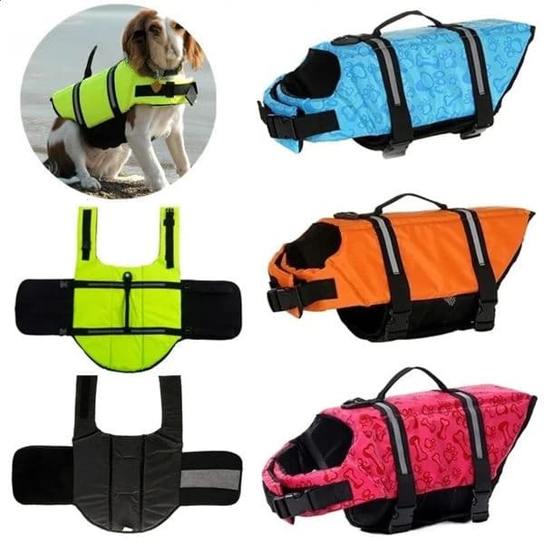 Summer Dog Life Jacket Reflective Adjustable Large Dogs Swimwear Safety Vest Surfing Sailboat Enhanced Buoyancy Pet Lifejackets 260317