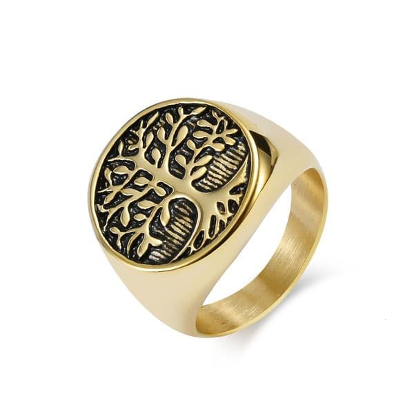 Hip-hop retro style titanium steel tree of life men's personalized ring, niche jewelry wholesale