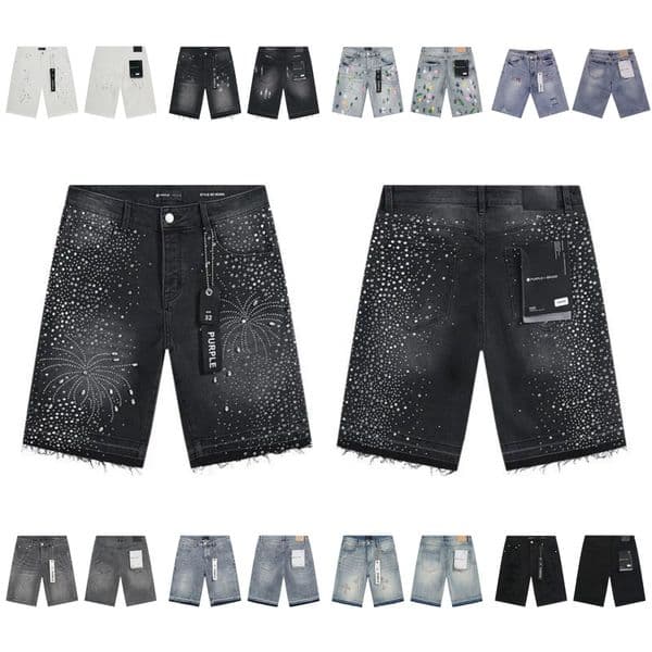 shorts purple shorts men designer High quality purple jeans Denim Trousers Mens Jeans Short hip hop hole Casual shorts Knee lenght jean clothing Purple Short jorts