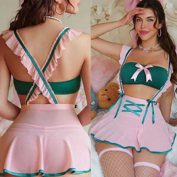 Transparent Roleplay Costume Maid Outfit Uniform Sexy Mini Skirt Crotchless Chemise Nightdress Fancy Lingerie Cosplay L251211