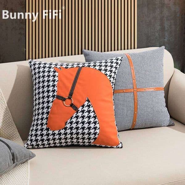 Pillow Case Nordic Modern Living Room Sofa American Light Luxury Home Bedside Cushion, Backrest, Thousand Bird Grid Pillowcasecase 26Y0319