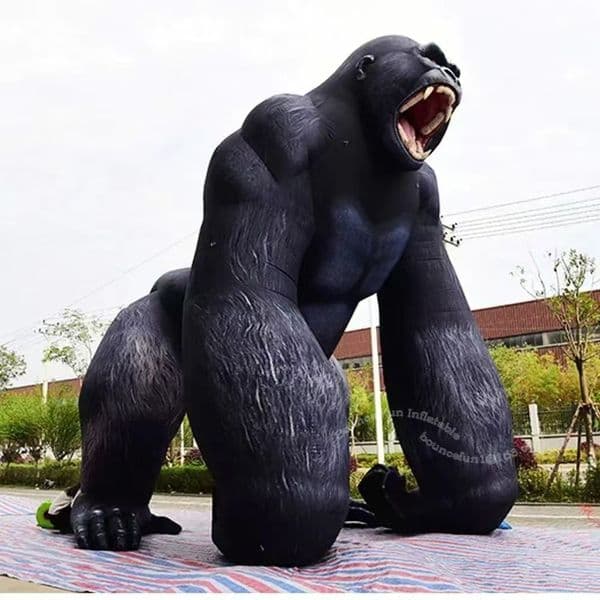 Giant Black Inflatable Gorilla Sculpture Ideal for Outdoors Festivities and Carnivals