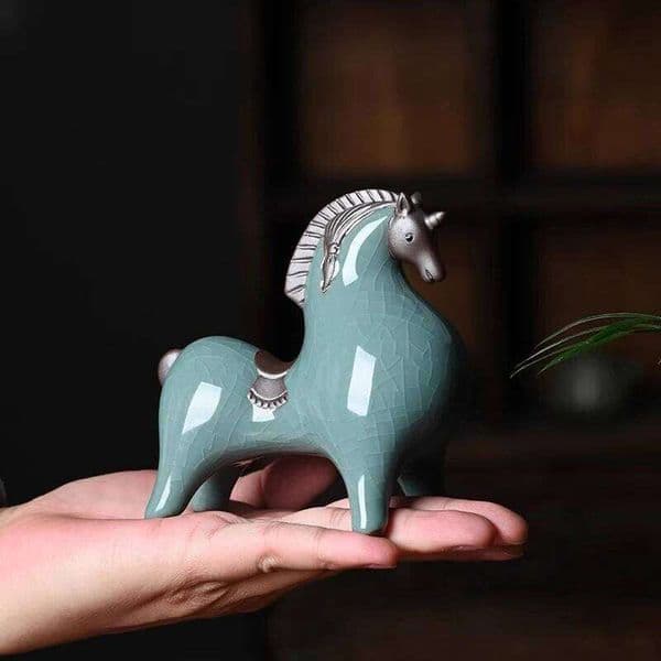Ceramic Horse Ornament, Living Room Foyer Wine Cabinet, Desktop Office Desk Decortaion, small zodiac horse decoration, decorati 26W0319